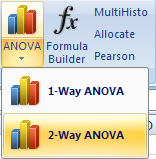 Excel 2007 buttons for the ANOVA commands