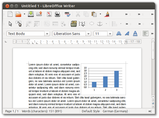Excel chart embedded in Writer document