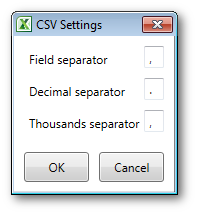 Quick settings for CSV import