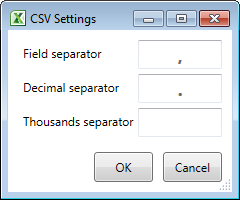 CSV import/export settings