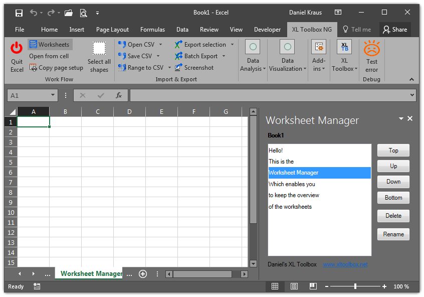 XL Toolbox NG Worksheet Manager