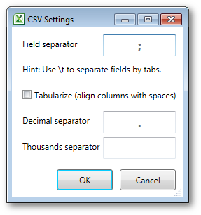 CSV export settings