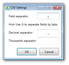 CSV import settings