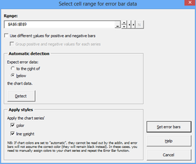 Interactive Error Bars dialog